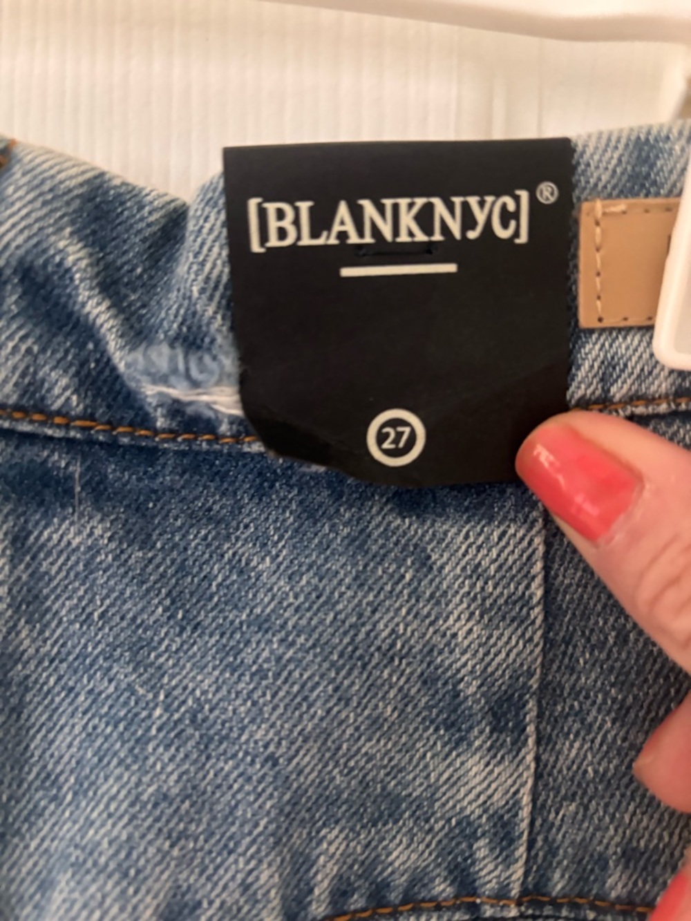 BLANKYC denim mink skirt with rhinestone fringe - Picture 5 of 11